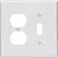 Leviton Mid-Way 2-Gang Thermoset Single Toggle/Duplex Outlet Wall Plate, White 003-80505-00W